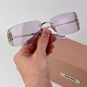 Miu Miu Women’s Rectangle Sunglasses – Gold Pink Model MUA51S | Color ZVN90O